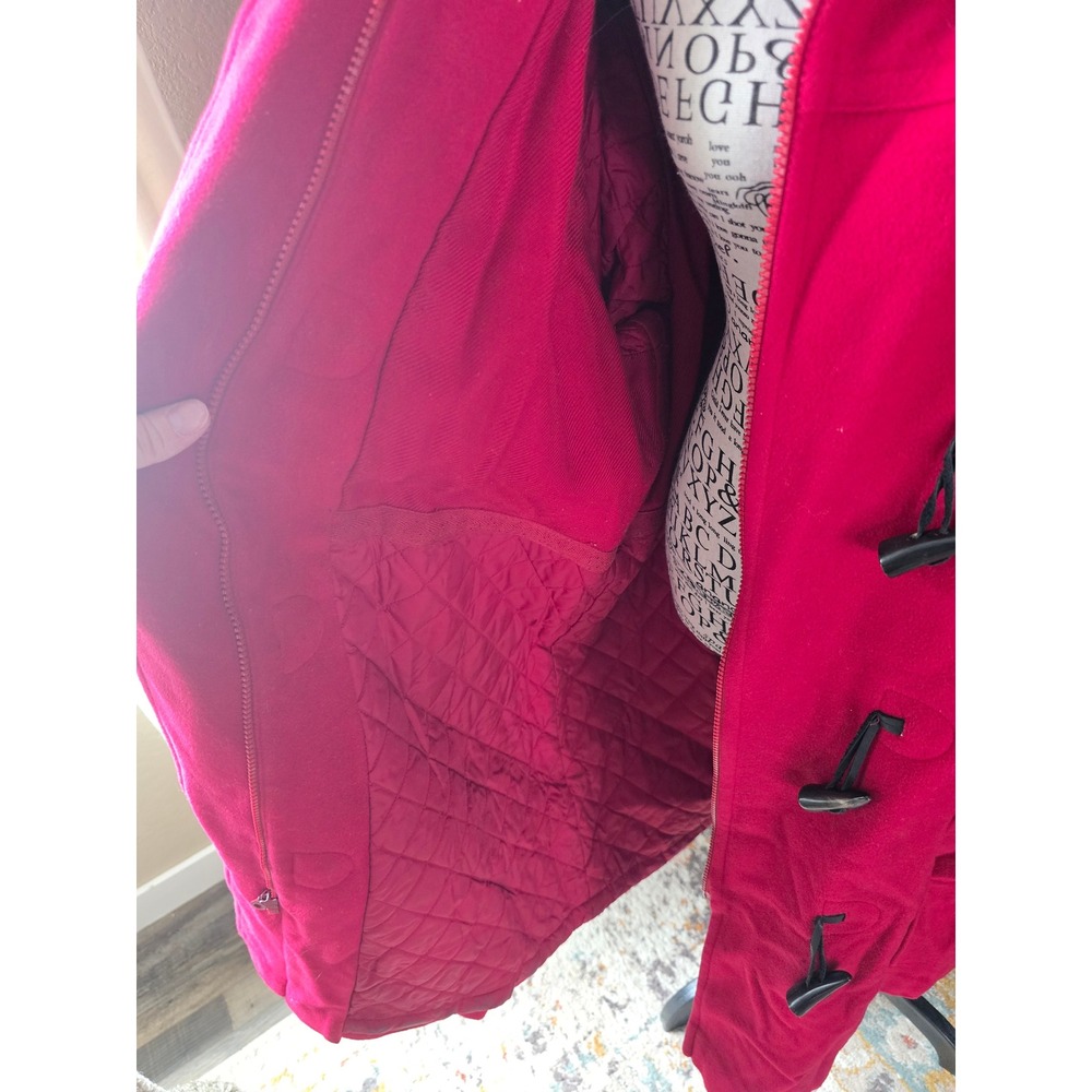 Vintage LL Bean Womens 3X Red Wool Blend Toggle Duffle Coat Jacket Preppy Classy - Picture 8 of 13